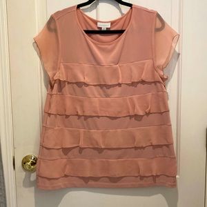 Ladies charter club pink ruffle blouse (M)